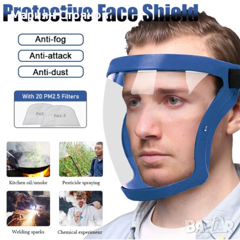 Маска за работа предпазен щит за лице с филтър прозрачна защитен шлем
