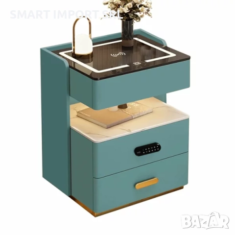 Интелигентно нощно шкафче Smart Heater LED , биометрично заключване, Bluetooth , зелен