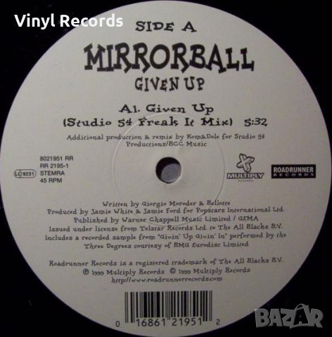 Mirrorball – Given Up ,Vinyl 12", снимка 1 - Грамофонни плочи - 38397075