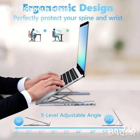 Нова Сгъваема USB-C стойка за лаптоп с 4K HDMI докинг станция 8 в 1, снимка 7 - Друга електроника - 53973411