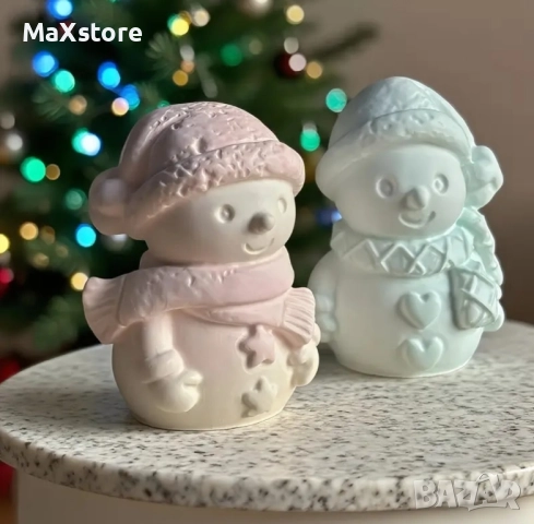2 броя снежен човек комплект силиконов молд форма свещи гипс сапун смола шоколад 