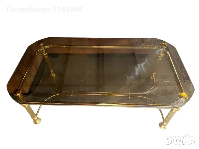 Холна маса тъмно стъкло и златна рамка , снимка 2 - Маси - 47849280