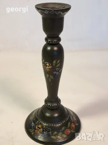 дървен свещник ръчноизрисуван 25/3