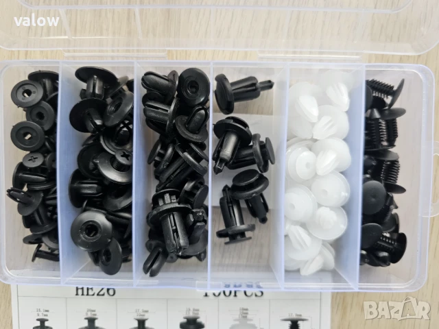 Комплект пластмасови щипки /клипс/ за кола - 100бр /кори подкалник броня врати/, снимка 2 - Аксесоари и консумативи - 51419668