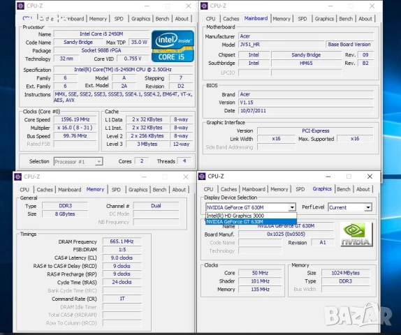 Лаптоп 15,6" Acer Aspire 5755G Intel Core i5-2450M, 8 GB RAM, NVIDIA GeForce GT 630M, снимка 6 - Лаптопи за работа - 52616722