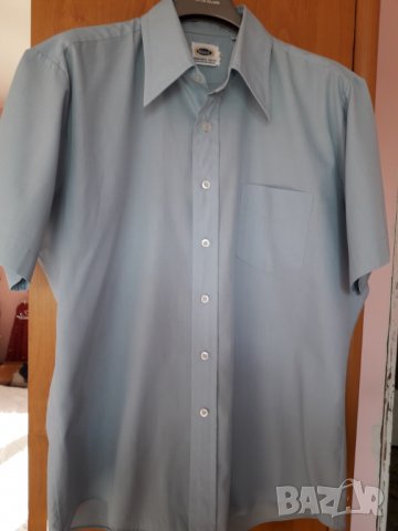 Мъжка риза къс ръкав синя