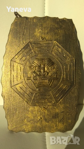 Самурайска табела с метален плакет върху дърво със синджир. , снимка 3 - Декорация за дома - 53157078