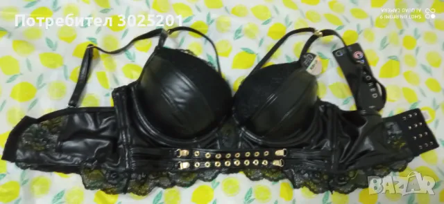 Черен Сутиен Кожа Бельо   Бюстие С М Л, снимка 4 - Бельо - 47855836