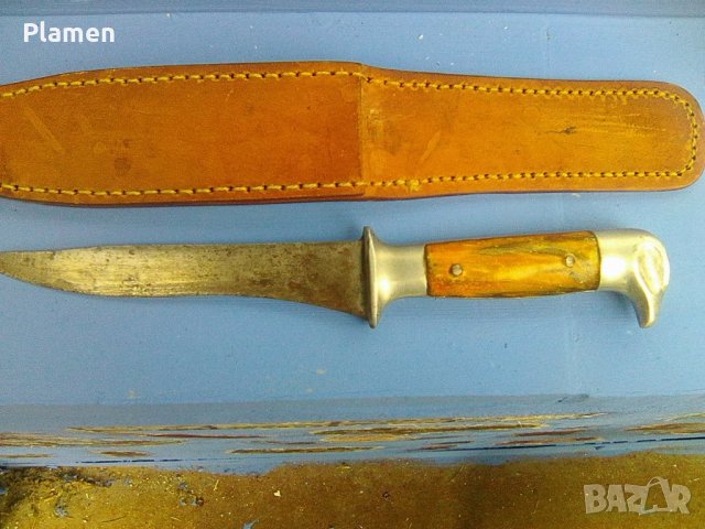 Ловен нож с кания от естественна кожа, снимка 2 - Ножове - 38306530