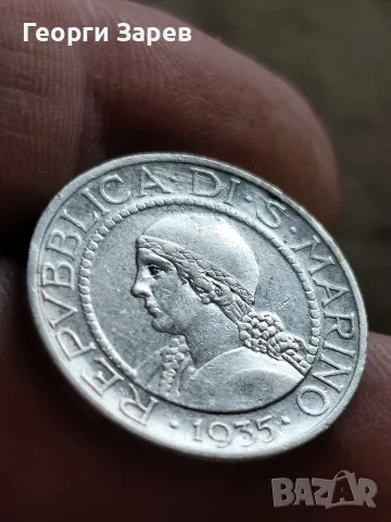 5 лири 1935 год,Сан Марино, сребро, тегло 5.00 гр, проба 835/1000, снимка 3 - Нумизматика и бонистика - 55971216