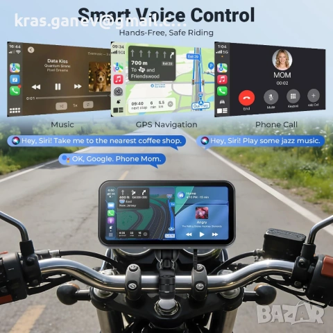 A622 Мотоциклетен CarPlay 6-инчов сензорен дисплей, безжичен CarPlay и Android Car, снимка 2 - Аксесоари и консумативи - 54007094