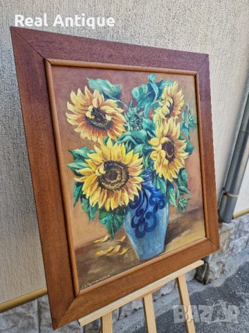 Страхотна антикварна авторска белгийска картина масло върху платно, снимка 6 - Антикварни и старинни предмети - 51050359