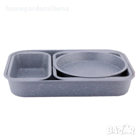 Комплект тави за печене Cheffinger 4 части мраморно незалепващо покритие, снимка 2 - Съдове за готвене - 54165681