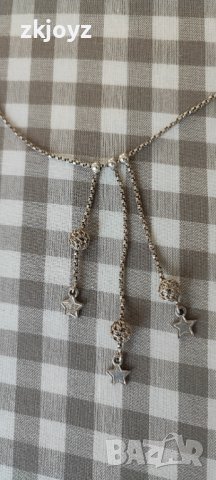 СРЕБЪРНО КОЛИЕ С ТОПКИ И ЗВЕЗДИ 5.58 гр./ПРОБА 925, снимка 5 - Колиета, медальони, синджири - 44227373