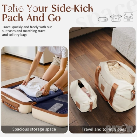 Комплект Coolife, 3 части, багажен куфар с твърда страна и TSA заключване с въртящи се колелца, снимка 5 - Куфари - 51488466