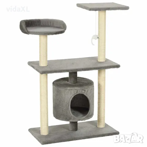 vidaXL Котешко дърво със сизалени стълбове, 95 см, сиво