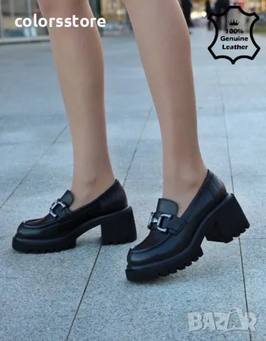 Обувки на ток - черна ЕСТЕСТВЕНА кожа - 27717