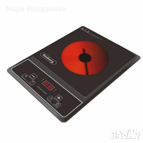 Котлон Rosberg R51445O, 2000W, Кристална плоча с инфрачервен нагревател, 26х26см., LED екран, снимка 1