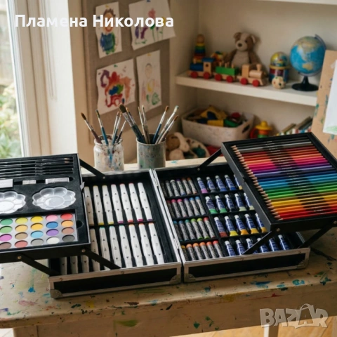 Арт куфар за деца – 132 части цветно вдъхновение, снимка 2 - Ученически пособия, канцеларски материали - 53901638