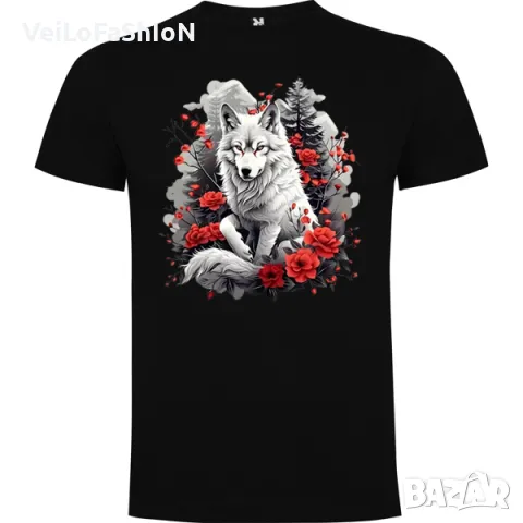 Нова детска тениска с Вълк - Вълчица в черен цвят, снимка 1