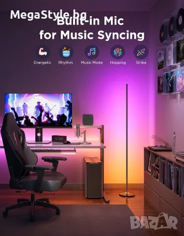 Смарт LED ъглова лампа Govee RGBIC Floor Lamp Basic (1000lm, Черна), снимка 7 - Лед осветление - 55738618