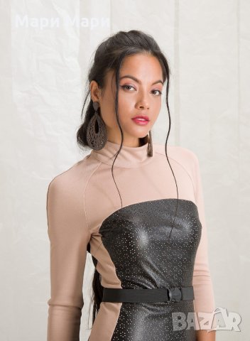 Рокля от две материи XS размер, снимка 7 - Рокли - 30646848