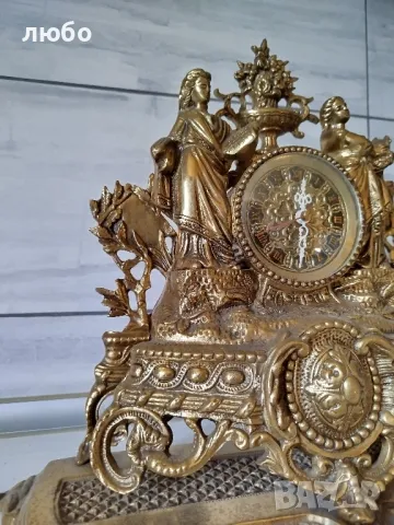 Бронзов Каминен Часовник със Свещник-70 Години Със Кварцов Механизъм Работи Перфектно , снимка 10 - Антикварни и старинни предмети - 48730927