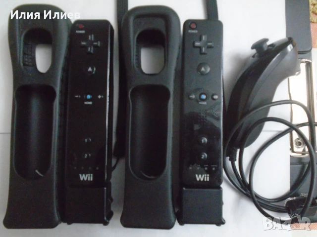 Nintendo Wii Controller With Motion Plus Adapter - Black - черни джойстици за Нинтендо, снимка 1