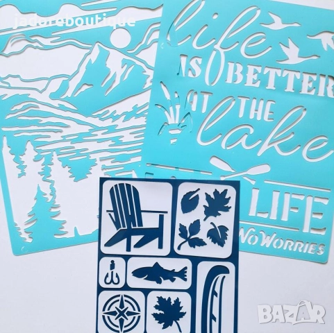 Комплект шаблони стенсил два вида Америка / Lake life скрапбук декупаж декорация, снимка 2 - Други - 52151111