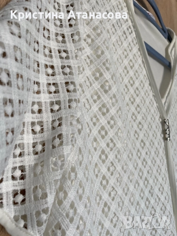 Уникална блуза бяла, цялата от бродерия - 2XL, снимка 8 - Туники - 52399322