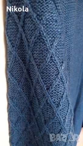 Дълга плетена дамска жилетка тъмно синя, снимка 2 - Жилетки - 31055532