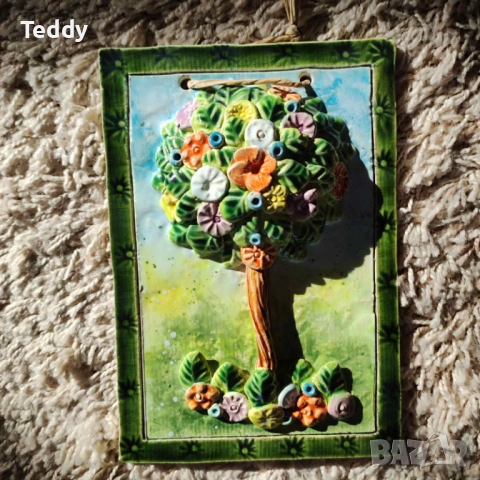 Декоративно керамично пано Дървото на живота, ръчна изработка, снимка 5 - Декорация за дома - 52492354