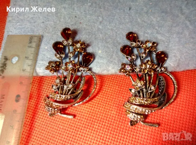ПРЕКРАСНИ ФЛОРАЛНИ АР НУВО СТИЛ КЛИПС ОБЕЦИ с ИСКРЯЩИ ФАСЕТИРАНИ ЦВЕТНИ КРИСТАЛИ 47444, снимка 2 - Обеци - 47285576