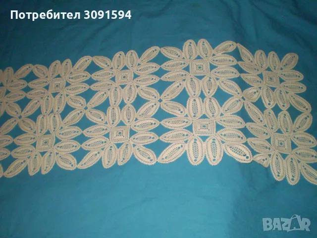 19 век плетенатена на една кука памучна покривка 86 см х34 см, снимка 3 - Антикварни и старинни предмети - 47881415