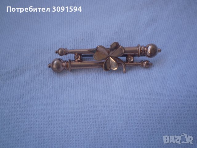 Стара Викторианска позлатена брошка детелина, снимка 7 - Антикварни и старинни предмети - 37629776