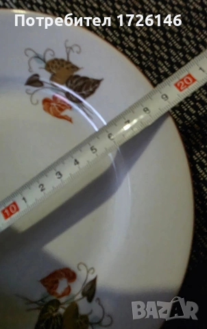 Порцеланови чинии на Изида с червен кант 6 броя , снимка 6 - Чинии - 54058088