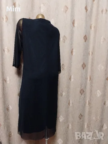 2XL Черна рокля на волани , снимка 4 - Рокли - 49147470