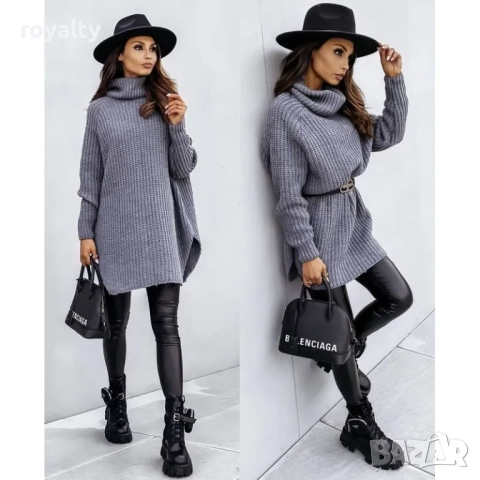 Дамска плетена туника с поло-яка за зимата Различни цветове , снимка 4 - Туники - 52163069