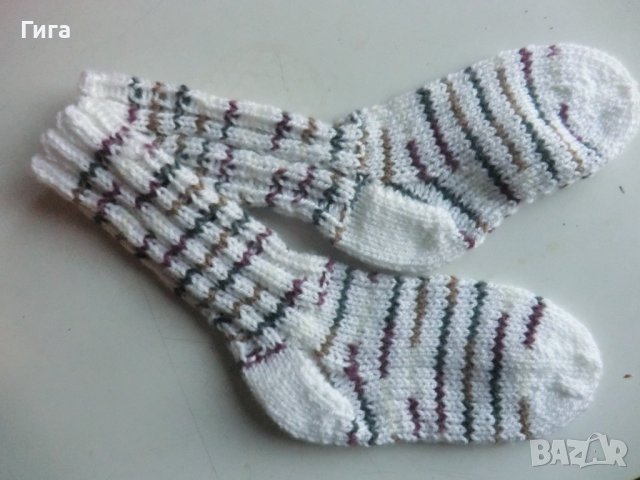 плетени чорапи бяло/шарено, ходило 17, конч 18, снимка 1 - Чорапи - 39295263