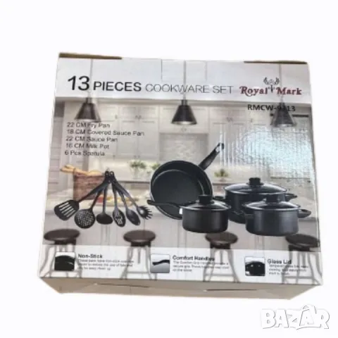 Топ цена! Комплект съдове за готвене от 13 части, Незалепващо покритие, снимка 7 - Съдове за готвене - 50394804