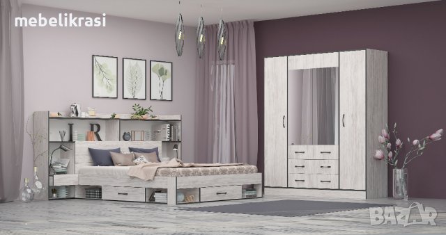 Гардероб  "Лайт"-четворка с чекмеджета и огледала., снимка 6 - Гардероби - 38615453