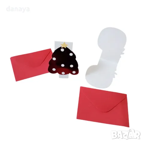 5292 Мини коледни картички с червен плик, снимка 6 - Декорация за дома - 47647539