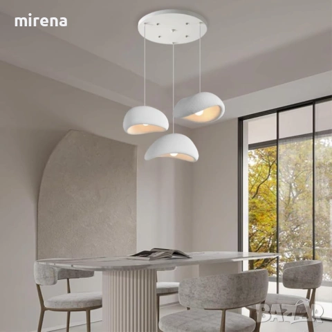 Висяща лампа Wabi Sabi E27, модерна, бяла, неправилен дизайн, полилей, снимка 8 - Лампи за таван - 53206205