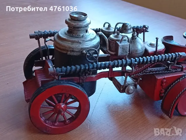 Стара ръчно изработена метална количка пожарна, снимка 5 - Колекции - 55962070