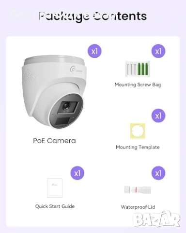 Нова Loocam 4K UHD 8MP PoE камера куполна IR 30м нощно виждане IP66 засичане движение, снимка 3 - IP камери - 54349104