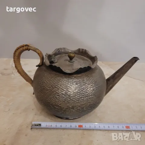рядък ръчно изработен посребрен чайник, снимка 2 - Антикварни и старинни предмети - 48647662