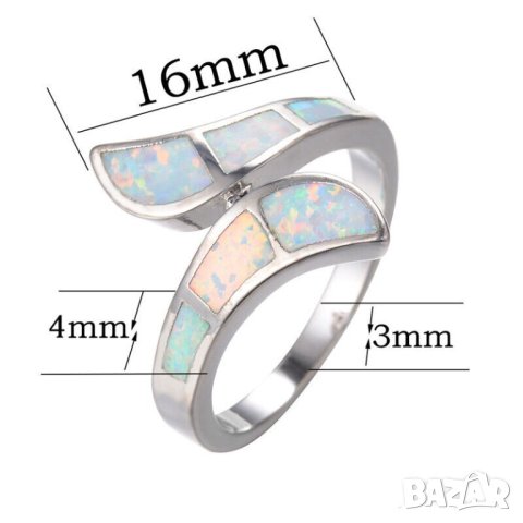 Пръстен с опали, посребрен, снимка 3 - Пръстени - 42111898
