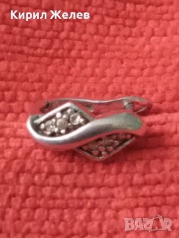 СКЪПОЦЕННА СРЕБЪРНА ОБЕЦА СРЕБРО 925 АНГЛИЯ с БЯЛА ПОЗЛАТА и ИСКРЯЩИ ЦИРКОНИ 50154, снимка 9 - Обеци - 50542261