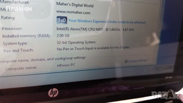 Лаптоп HP MINI 210, снимка 3 - Части за лаптопи - 48044218