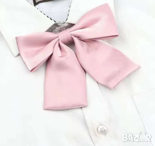 Розова и черна панделка за яка, имитиращи сатен